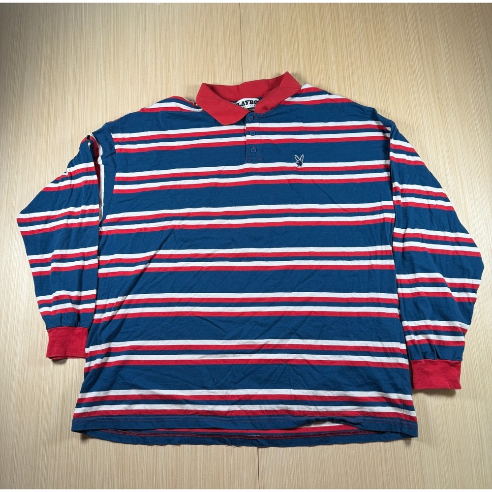 Playboy by PacSun University Shirt Rugby Shirt Mens XL Multicolor Striped Logo